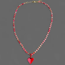 Cargar imagen en el visor de la galería, COLLAR PIEDRAS ROJIZAS CORAZÓN CERÁMICA