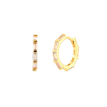 Cargar imagen en el visor de la galería, ARGOLLAS GOLD ZIRCON RECTANGULAR