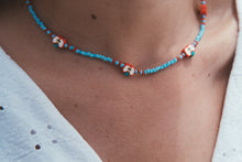 Cargar imagen en el visor de la galería, COLLAR MOSTACILLAS CELESTE MANZANAS ROJAS
