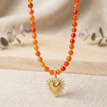 Cargar imagen en el visor de la galería, COLLAR PIEDRA NARANJA CORAZÓN
