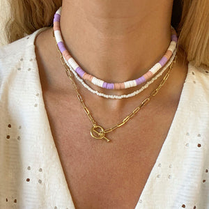 COLLAR MOSTACILLAS LILA NARANJO