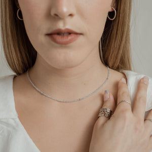 CHOKER PLATA AGUA MARINA