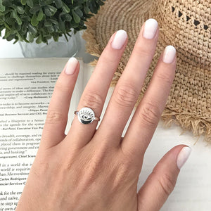 ANILLO PLATA OJO PLANO - Piedra Marina