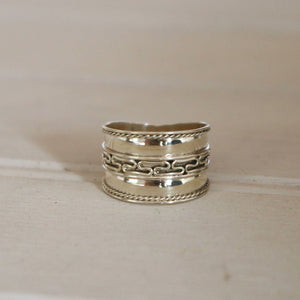 ANILLO PLATA REMOLINO Y ONDAS - Piedra Marina