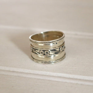 ANILLO PLATA REMOLINO Y ONDAS - Piedra Marina