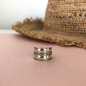 ANILLO PLATA REMOLINO Y ONDAS - Piedra Marina