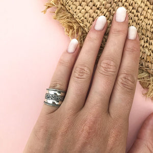 ANILLO PLATA REMOLINO Y ONDAS - Piedra Marina